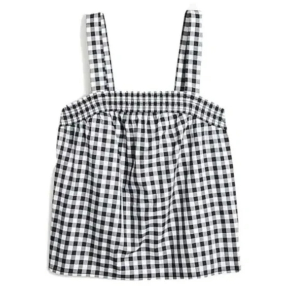 J.Crew NWT Pinup Rockabilly Preppy Retro square neck smocked gingham tank - Picture 1 of 8